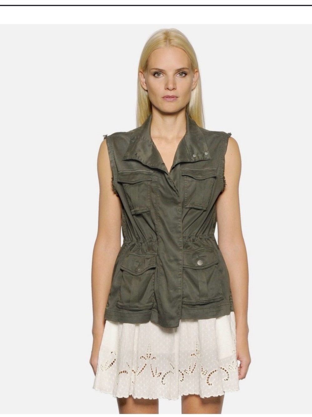 The Kooples Women’s Olive Drab Green Stretch Tencel Vest